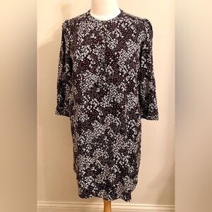 Gap Black White Ditsy Floral M Boho Chic Cottagecore Garden Party Preppy Dress